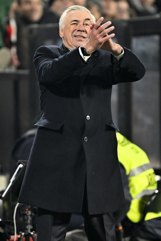 Carlo Ancelotti, Real Madrid head coach, applauding.