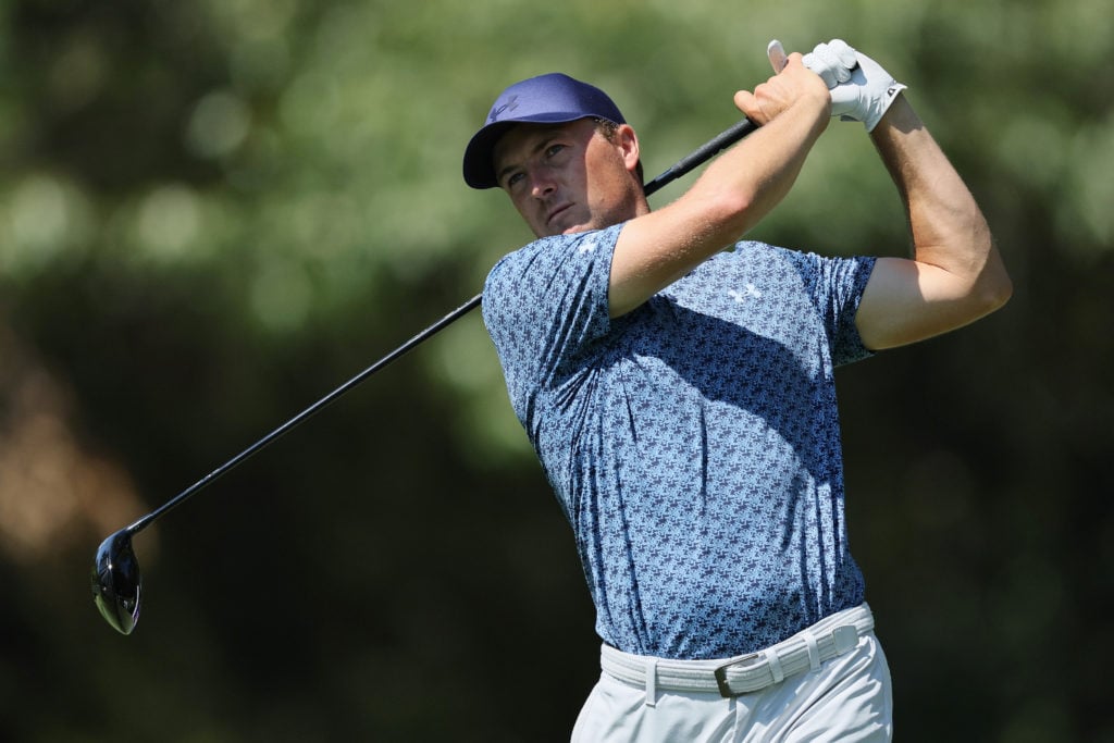 Jordan Spieth of the United States plays his shot from the seventh tee during the second round of the FedEx St. Jude Championship at TPC Southwind ...