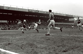 Birmingham City in action against Aston Villa in the 1963 League Cup final.