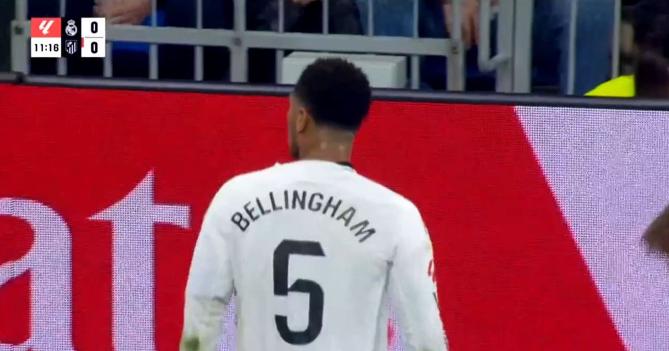 Jude Bellingham's back, jersey number 5.