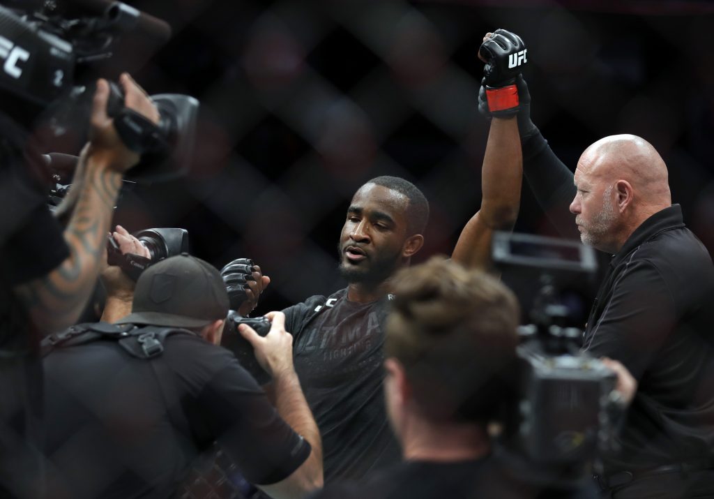 Geoff Neal celebrates after a win in the UFC