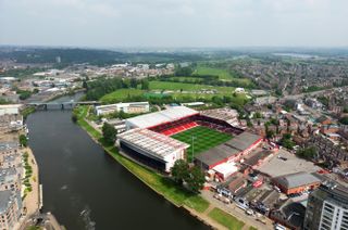 Aerial view of Nottingham Forest's City Ground in May 2024.