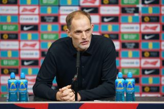 England head coach Thomas Tuchel speaks at a press conference, March 2025