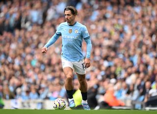 Manchester City squad for 2024/25 MANCHESTER, ENGLAND - AUGUST 24: Jack Grealish of Man City in action during the Premier League match between Manchester City FC and Ipswich Town FC at Etihad Stadium on August 24, 2024 in Manchester, England. (Photo by Michael Regan/Getty Images)