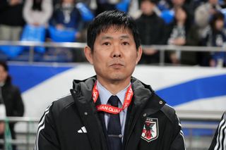 SAITAMA, JAPAN - MARCH 20: Japanese players pose for photographers as they qualified for the World Cup 2026 during the FIFA World Cup Asian qualifier Group C match between Japan and Bahrain at Saitama Stadium on March 20, 2025 in Saitama, Japan. (Photo by Kaz Photography/Getty Images)