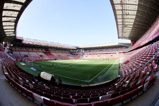 General view of Sporting Gijon's El Molinon stadium in February 2011.