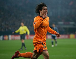 Bojan Krkic celebrates after scoring for Barcelona against Schalke in the Champions League quarter-finals in April 2008.