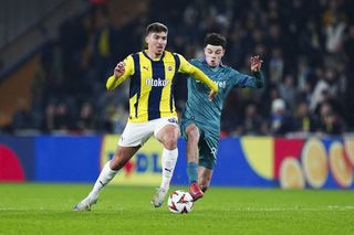 Manchester United target GLASGOW, SCOTLAND - MARCH 13: Fenerbahce's Yusuf Akcicek and Rangers' Vaclav Cerny in action during a UEFA Europa League Round of 16 Second Leg match between Rangers and Fenerbahce at Ibrox Stadium, on March 13, 2025, in Glasgow, Scotland. (Photo by Rob Casey/SNS Group via Getty Images)