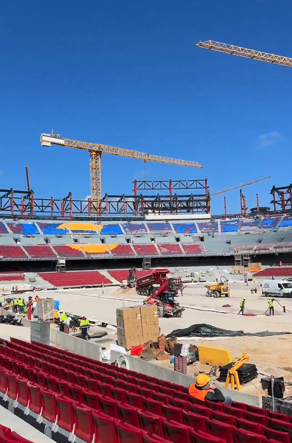 Camp Nou under construction.