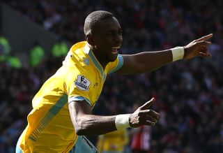 Yannick Bolasie celebrates after scoring for Crystal Palace against Sunderland in April 2015.