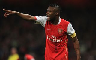 William Gallas of Arsenal gestures during the UEFA Champions League Quarter Final 1st leg match between Arsenal and Liverpool at the Emirates Stadium on April 2, 2008 in London, England. (Photo by Jamie McDonald/Getty Images)