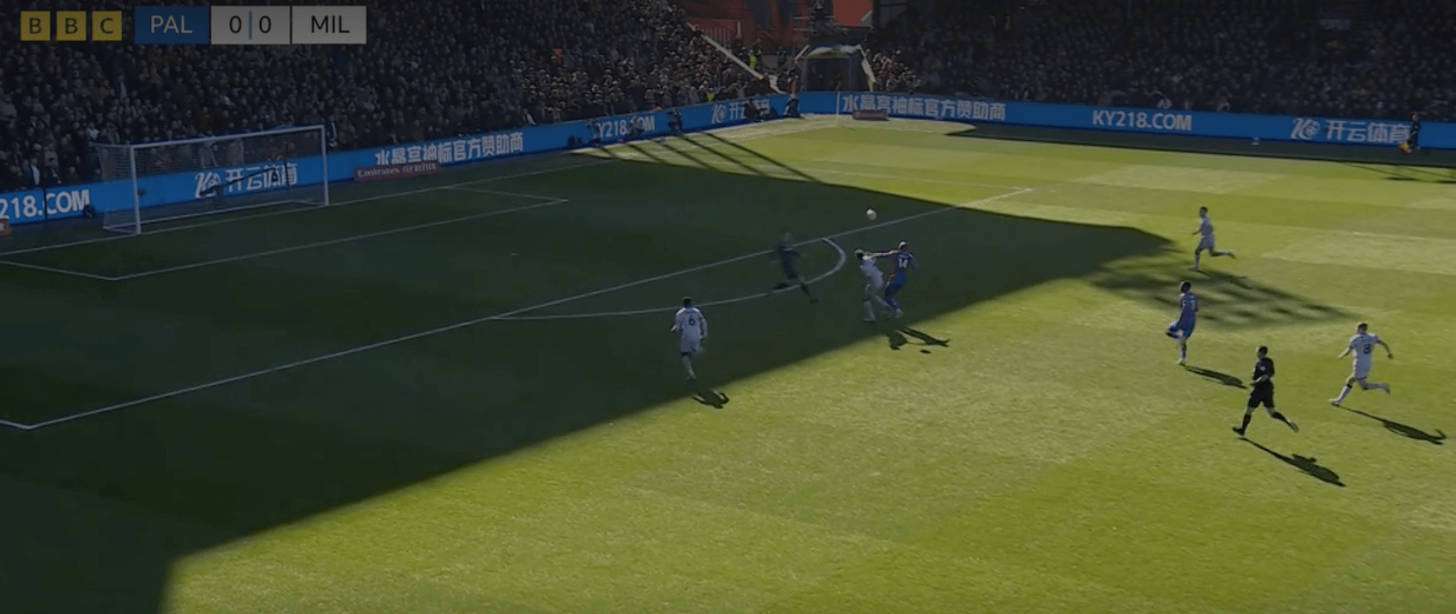 Mateta found himself through on Millwall's goal after challenging with defender Cooper (Credit: BBC Sport)