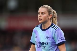 Alessia Russo of Arsenal looks on during the Barclays Women's Super League match between West Ham United and Arsenal at Chigwell Construction Stadium on October 20, 2024 in Dagenham, England.