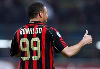 AC Milan forward Ronaldo gestures after scoring against Empoli in 2007. Real Madrid