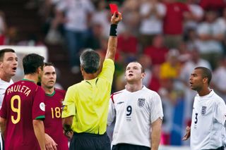 Wayne Rooney is sent off for England against Portugal in the 2006 World Cup.