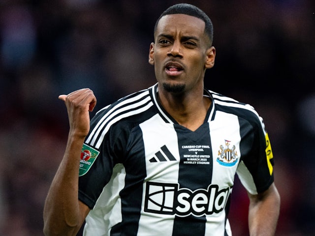 Newcastle United's Alexander Isak celebrates on March 16, 2025