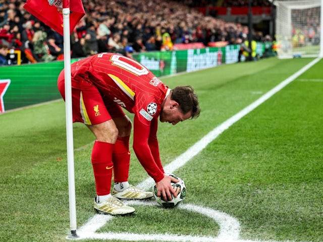 Alexis Mac Allister of Liverpool during his side's Champions League clash against Paris Saint-Germain, on March 11, 2025