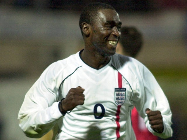 Andrew Cole scores for England on March 28, 2001