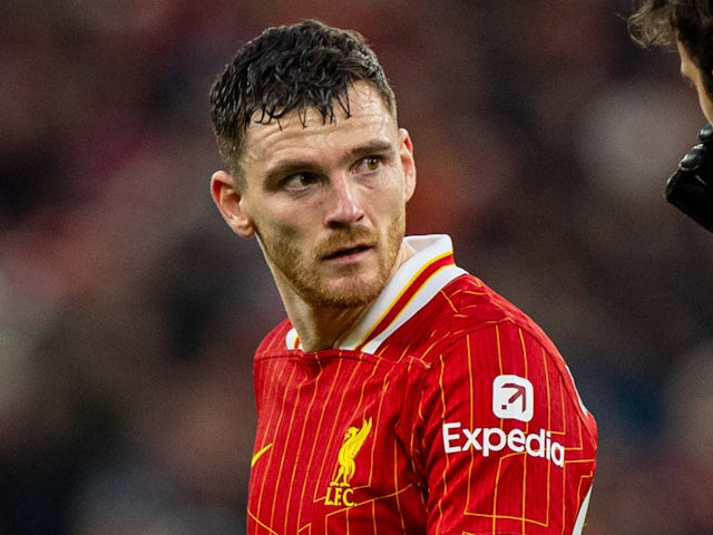 Liverpool's Andy Robertson looks dejected on December 14, 2024