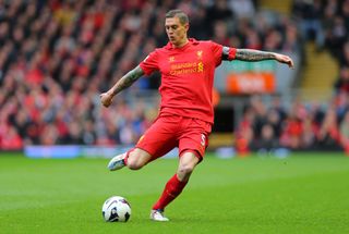 Daniel Agger in action for Liverpool against Chelsea in April 2013.