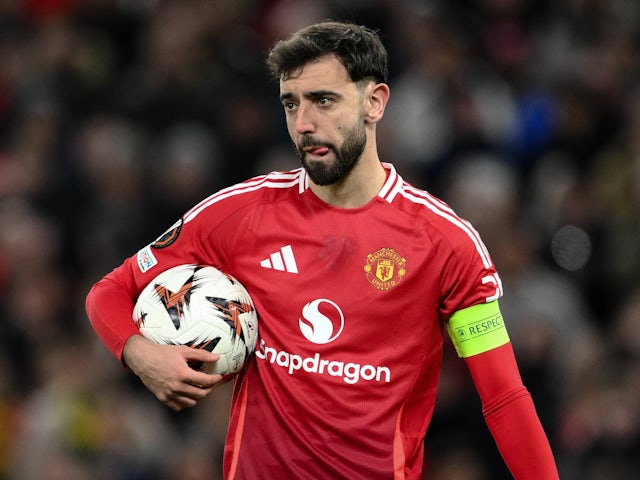 Manchester United captain Bruno Fernandes on March 13, 2025