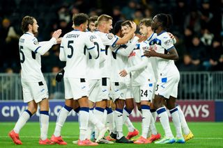 Atalanta celebrate their sixth goal against Young Boys in the Champions League in November 2024.