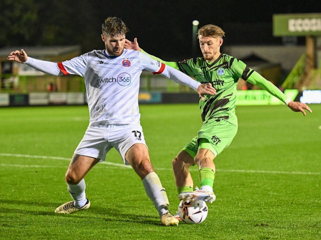 Fylde defender Corey Whelan in action against Forest Green Rovers on September 10, 2024
