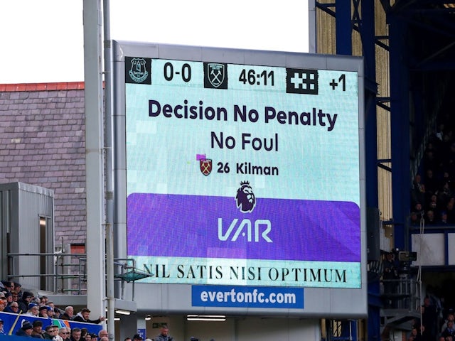 Everton are not awarded a penalty after a VAR review against West Ham United, on March 15, 2025