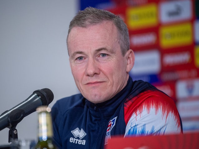 Faroe Islands manager Eydun Klakstein pictured on March 21, 2025