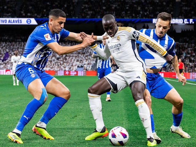 Real Madrid's Ferland Mendy in action against Alaves on May 14, 2024