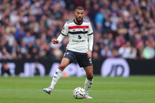 BIRMINGHAM, ENGLAND - OCTOBER 06: Noussair Mazraoui of Manchester United during the Premier League match between Aston Villa FC and Manchester United FC at Villa Park on October 06, 2024 in Birmingham, England. (Photo by James Gill - Danehouse/Getty Images)