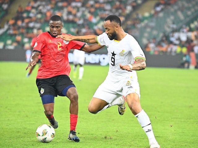 Jordan Ayew of Ghana in action against Mozambique on January 22, 2024