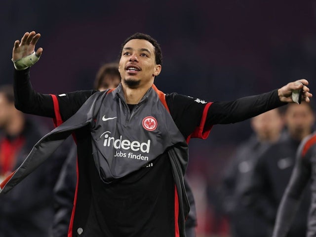 Hugo Ekitike of Eintracht Frankfurt during his side's match against Ajax, on March 6, 2025