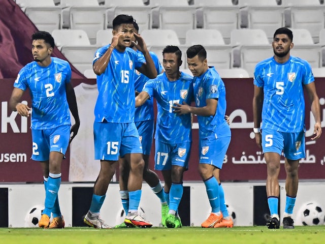 India players celebrate scoring on June 11, 2024