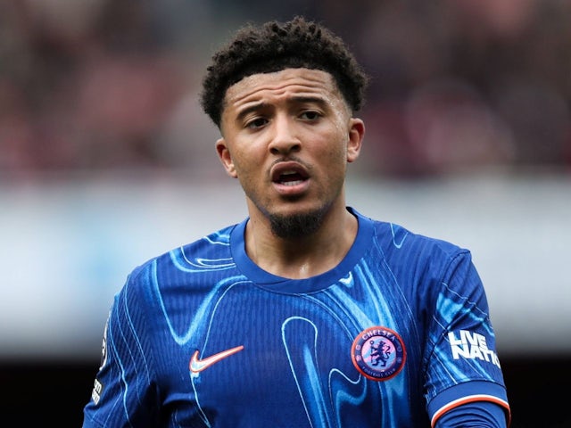 Jadon Sancho of Chelsea during his side's Premier League match against Arsenal, on March 16, 2025