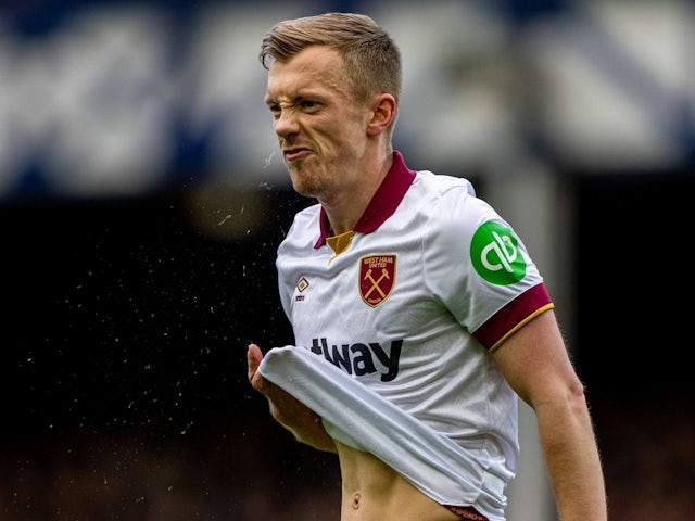 James Ward-Prowse of West Ham United during his team's match against Everton, on March 15, 2025