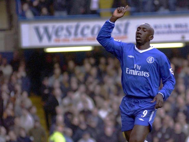 Jimmy Floyd Hasselbaink celebrates scoring for Chelsea in 2002