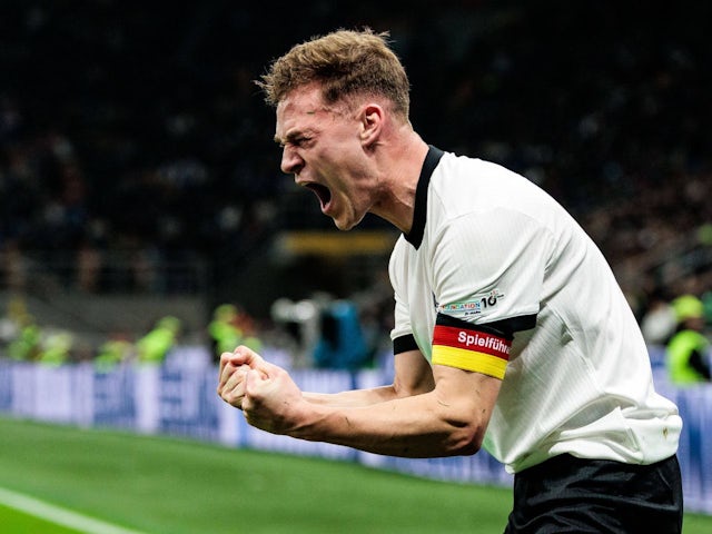 Germany's Joshua Kimmich celebrates on March 20, 2025