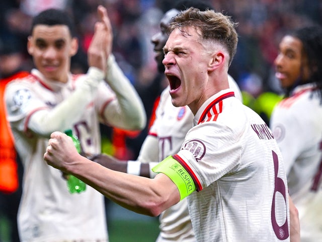 Bayern Munich's Joshua Kimmich celebrates on March 11, 2025