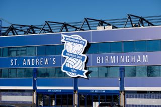 An exterior shot of Birmingham City's St. Andrew's stadium