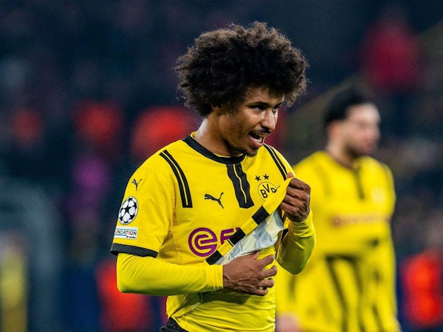 Karim Adeyemi of Borussia Dortmund during his side's match against Lille, on March 4, 2025