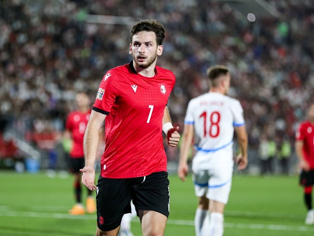 Khvicha Kvaratskhelia of Georgia during his side's UEFA Nations League match against Czech Republic on September 7, 2024