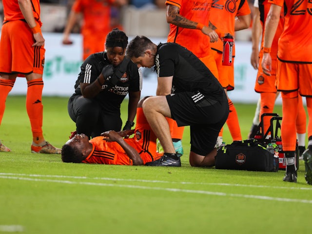 Latif Blessing injured for Houston Dynamo on May 7, 2024