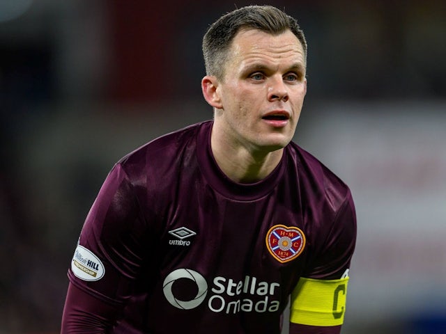 Lawrence Shankland of Hearts during his team's match against St Mirren, on February 26, 2025