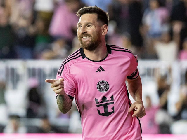 Inter Miami's Lionel Messi celebrates after scoring on October 19, 2024