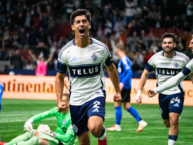 Vancouver Whitecaps defender Mathias Laborda celebrates a goal on March 8, 2025