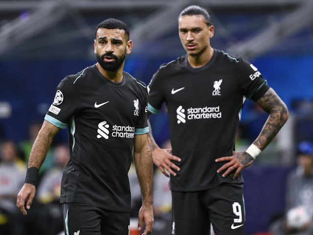 Liverpool duo Mohamed Salah and Darwin Nunez in September 2025.