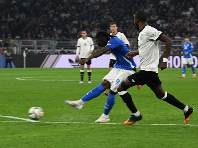 Moise Kean scores for Italy to make it 3-1 on March 23, 2025