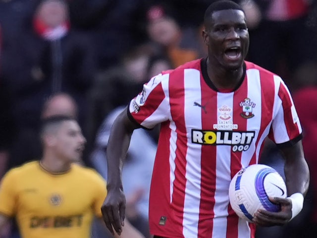 Southampton's Paul Onuachu celebrates scoring on March 15, 2025