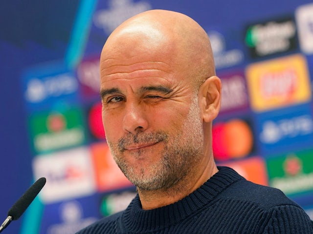 Manchester City's Pep Guardiola at a press conference on February 18, 2025